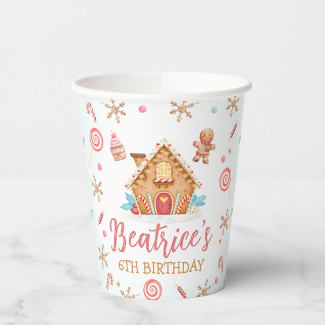 Gingerbread House Birthday Party  Paper Cups (Left)