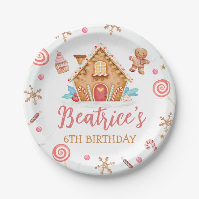 Gingerbread House Birthday Party  Paper Plate (Front)