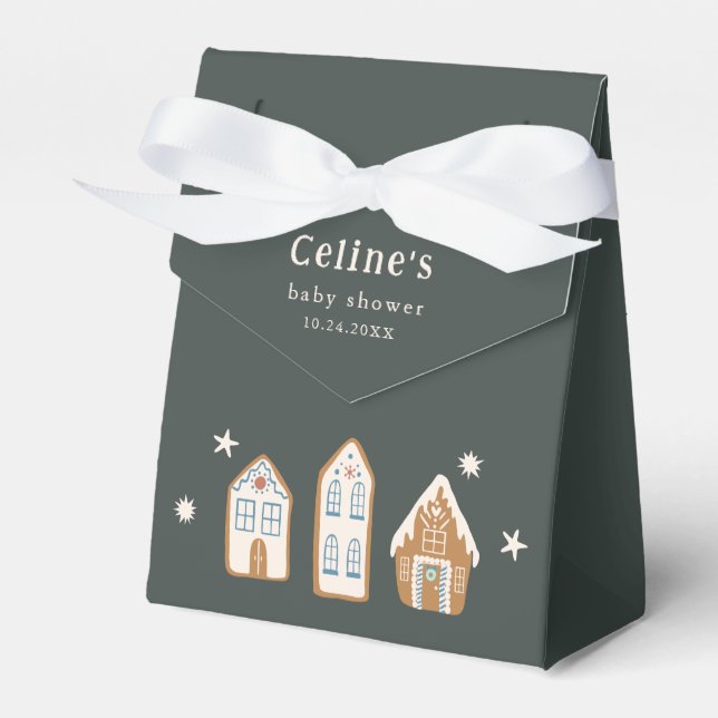 Gingerbread House Boy Baby Shower Favour Boxes (Front Side)