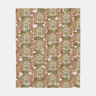 Gingerbread House Camper Pink  Fleece Blanket