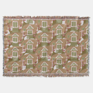 Gingerbread House Camper Pink   Throw Blanket