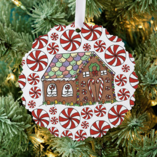 Gingerbread House Candy Ugly Christmas Sweater Tree Decoration Card