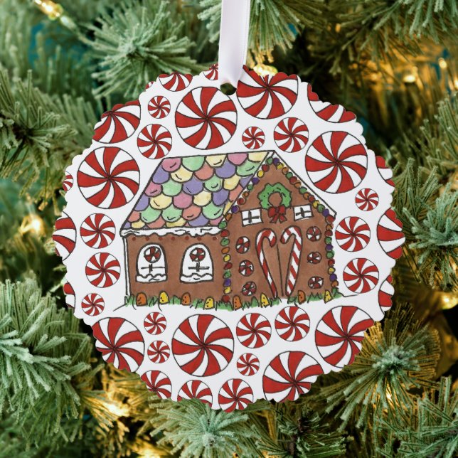Gingerbread House Candy Ugly Christmas Sweater Tree Decoration Card (Insitu (Tree))