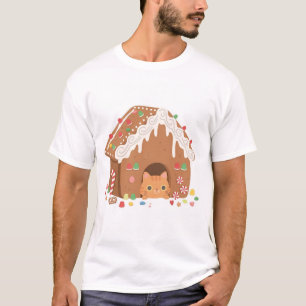 Gingerbread House Cat Christmas T-Shirt
