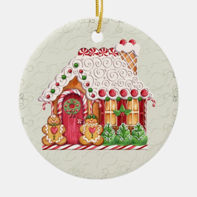 Gingerbread House Ceramic Tree Decoration (Front)