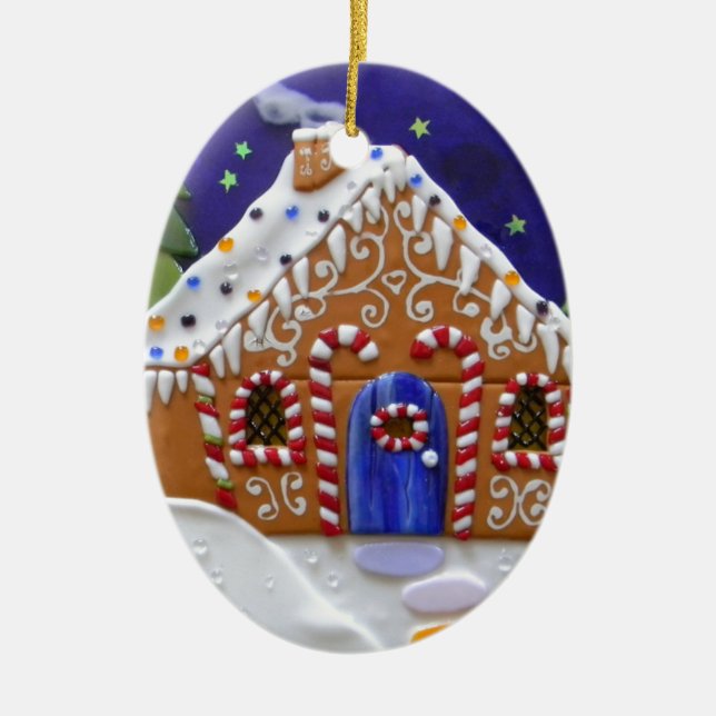 Gingerbread House Ceramic Tree Decoration (Front)