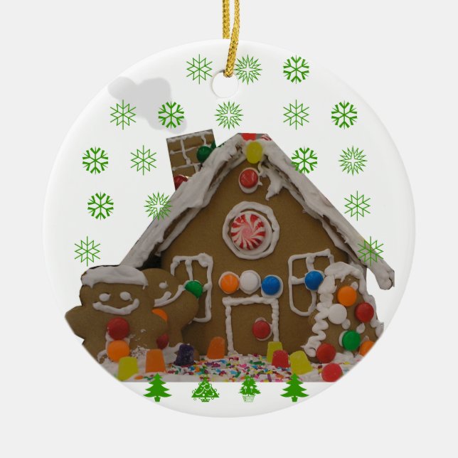 Gingerbread House Ceramic Tree Decoration (Front)
