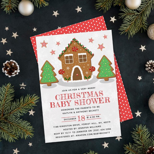 Gingerbread House Christmas Baby Shower Invitation (Creator Uploaded)