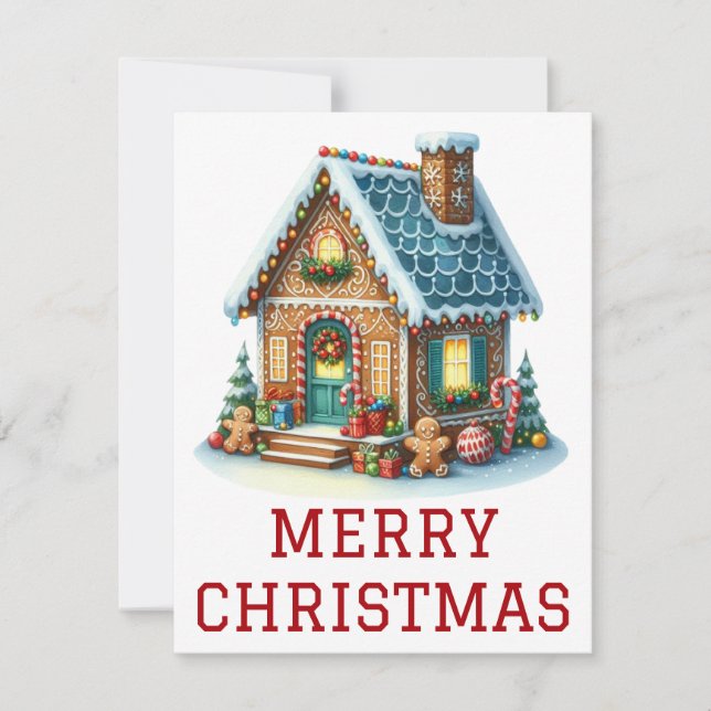 Gingerbread House Christmas Card (Front)