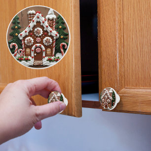 Gingerbread House Christmas Ceramic Knob