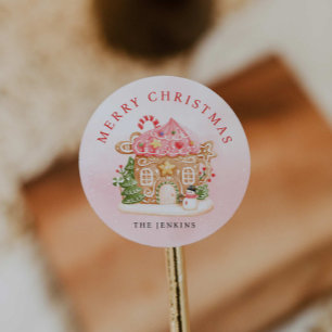 Gingerbread House Christmas Classic Round Sticker