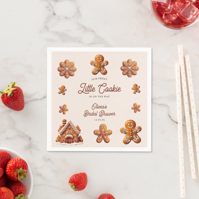 Gingerbread House Christmas Cookie Baby Shower Napkin (Insitu)