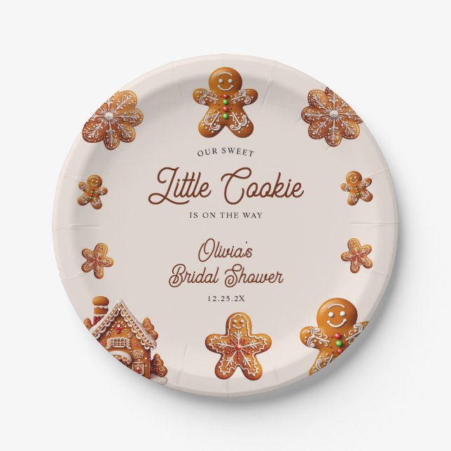 Gingerbread House Christmas Cookie Baby Shower Paper Plate (Front)