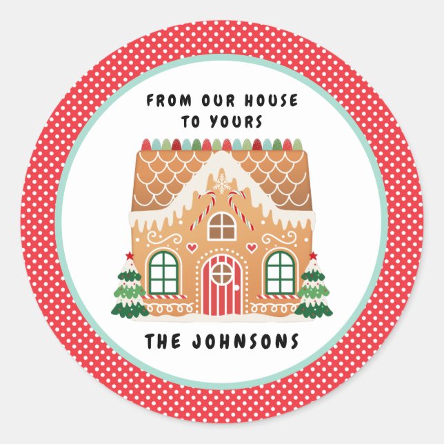 Gingerbread  House | Christmas Cookie Exchange  Classic Round Sticker (Front)
