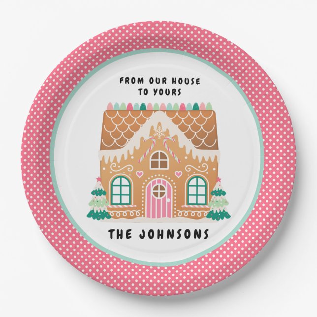 Gingerbread  House | Christmas Cookie Exchange Paper Plate (Front)