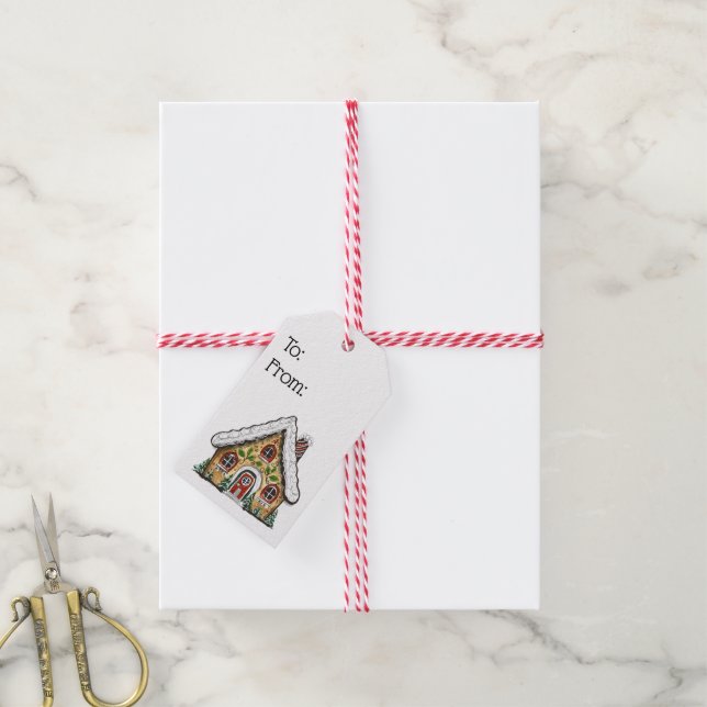 Gingerbread House Christmas Gift Tags (With Twine)