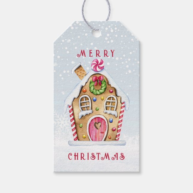 Gingerbread House Christmas Gift Tags (Front)