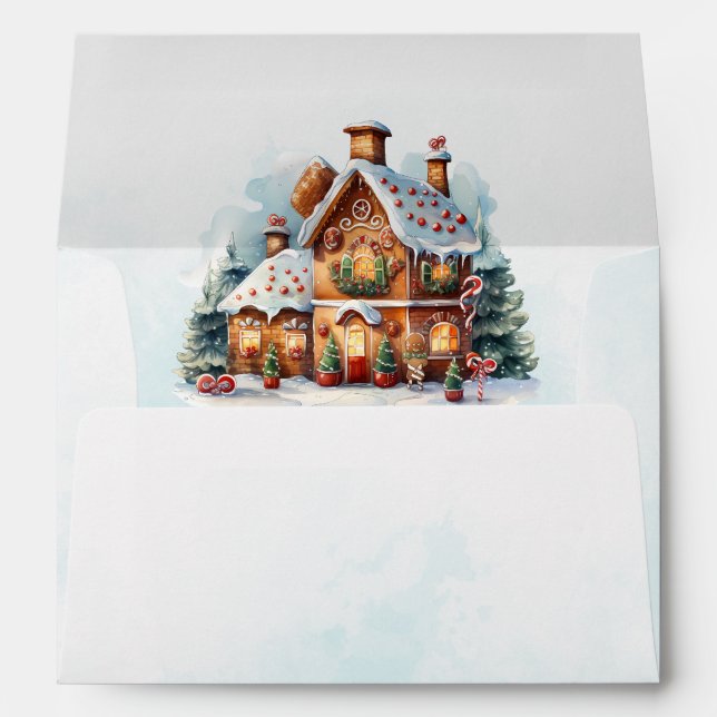 Gingerbread House Christmas Holiday Envelope (Back (Bottom))