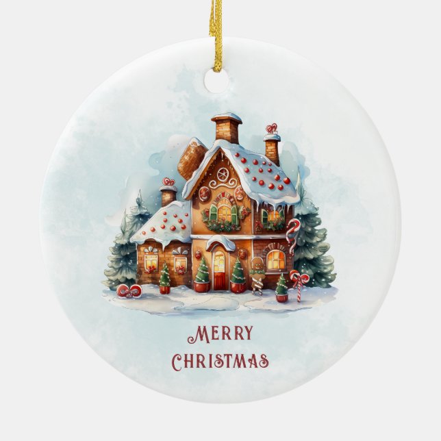 Gingerbread House Christmas Holiday Ornament (Back)