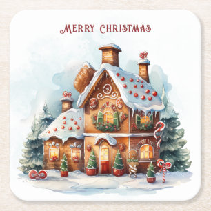 Gingerbread House Christmas Holiday Paper Coaster