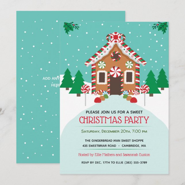 Gingerbread House Christmas Holiday Party Invitation (Front/Back)