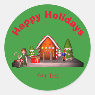 Gingerbread House Christmas Holiday Personalised Classic Round Sticker