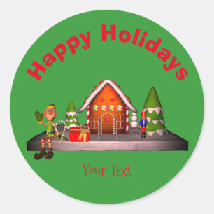 Gingerbread House Christmas Holiday Personalised Classic Round Sticker