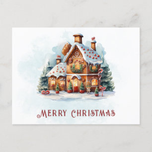 Gingerbread House Christmas Holiday Postcard