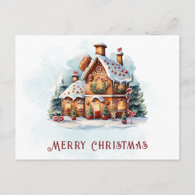 Gingerbread House Christmas Holiday Postcard (Front)