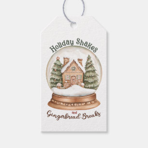 Gingerbread House Christmas Holiday Snow Globe Gift Tags
