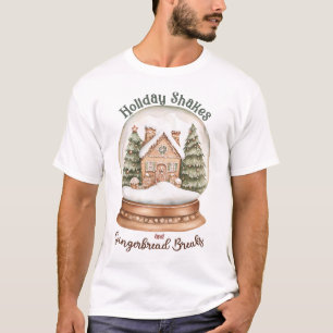 Gingerbread House Christmas Holiday Snow Globe T-Shirt