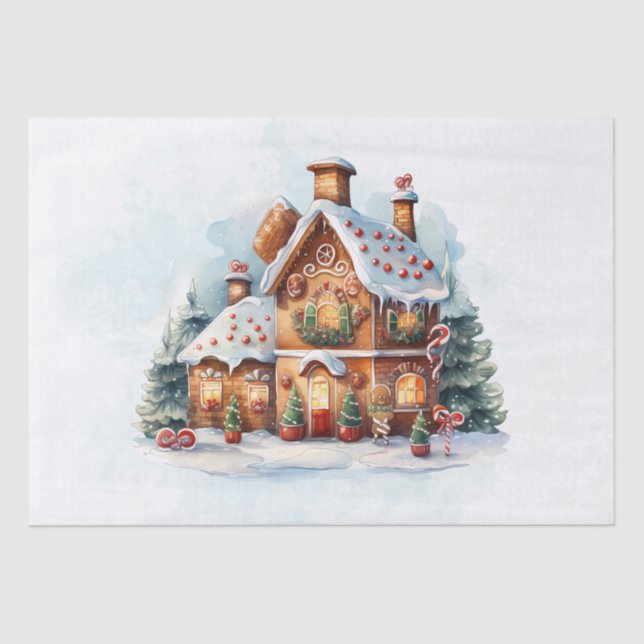 Gingerbread House Christmas Holiday Tissue Paper (Front)