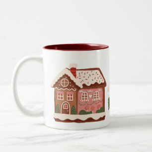 Gingerbread House Christmas Holiday Trendy Fun Two-Tone Coffee Mug