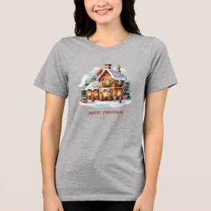 Gingerbread House Christmas Holiday Women's Tri-Blend Shirt