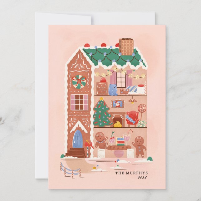 gingerbread house christmas magic greeting card (Front)