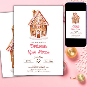 Gingerbread House Christmas Open House  Invitation
