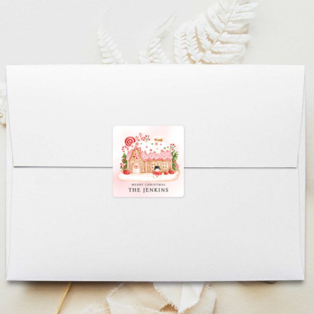 Gingerbread House Christmas Party Favour Square Sticker (Creator Uploaded)