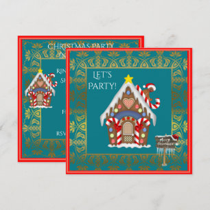 gingerbread house christmas party invitation