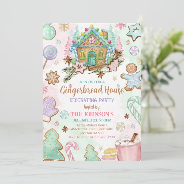 Gingerbread House Christmas Party Invitation (Standing Front)