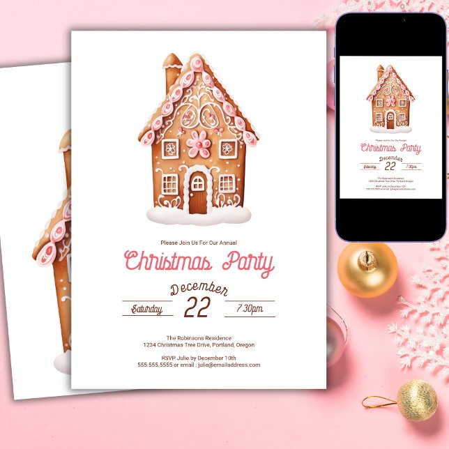 Gingerbread House Christmas Party  Invitation (Creator Uploaded)