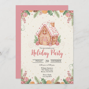 Gingerbread House Christmas Party Invitation