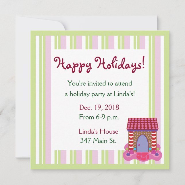 Gingerbread House Christmas Party Invitations (Front)