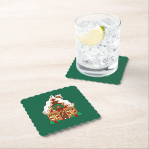 Gingerbread House Christmas Party Paper Coaster