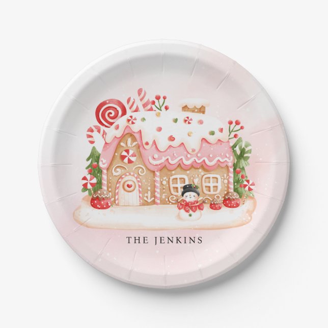 Gingerbread House Christmas Party Paper Plate (Front)
