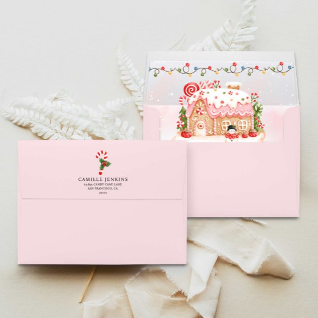 Gingerbread House Christmas Personalised Envelope (Creator Uploaded)
