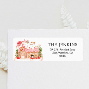 Gingerbread House Christmas Return Address Label