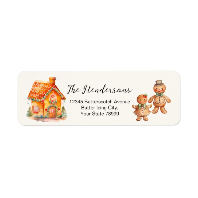 Gingerbread House Christmas Return Address Labels (Front)
