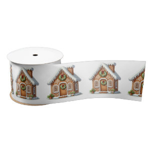 Gingerbread House Christmas Satin Ribbon