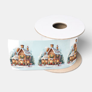 Gingerbread House Christmas Satin Ribbon