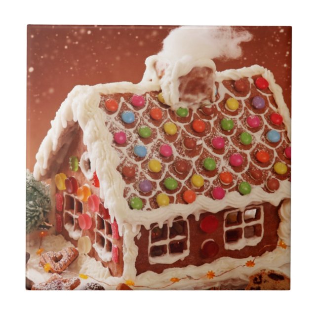 gingerbread house Christmas Tile (Front)